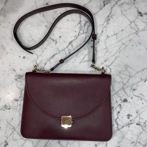 Excellent Like New Cuyana Leather Crossbody in Oxblood Trifold